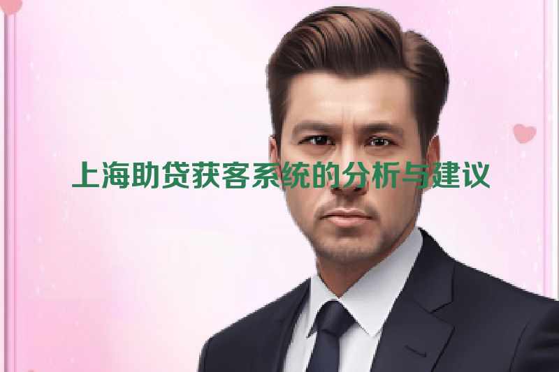 上海助贷获客系统的分析与建议