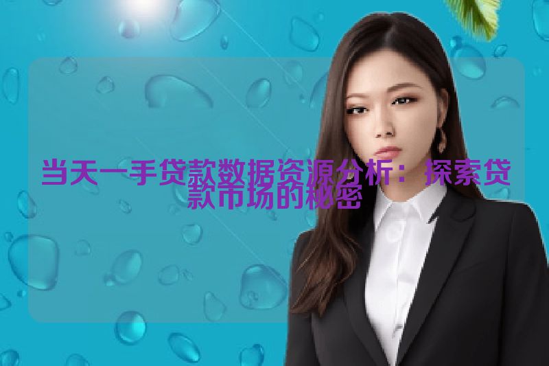当天一手贷款数据资源分析：探索贷款市场的秘密