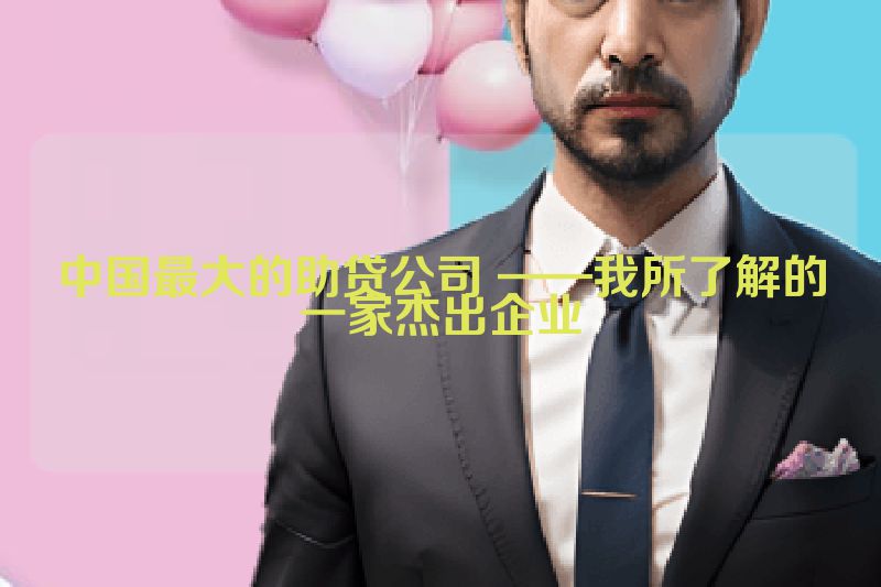 中国最大的助贷公司 ——我所了解的一家杰出企业