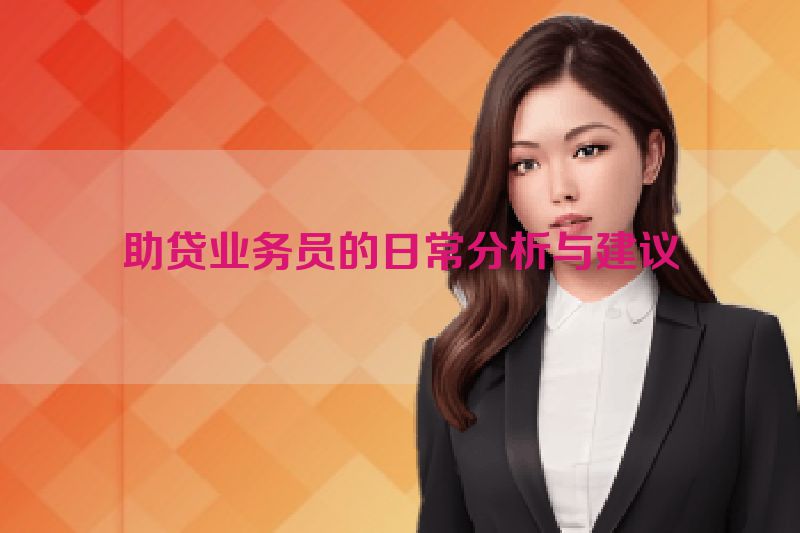 助贷业务员的日常分析与建议