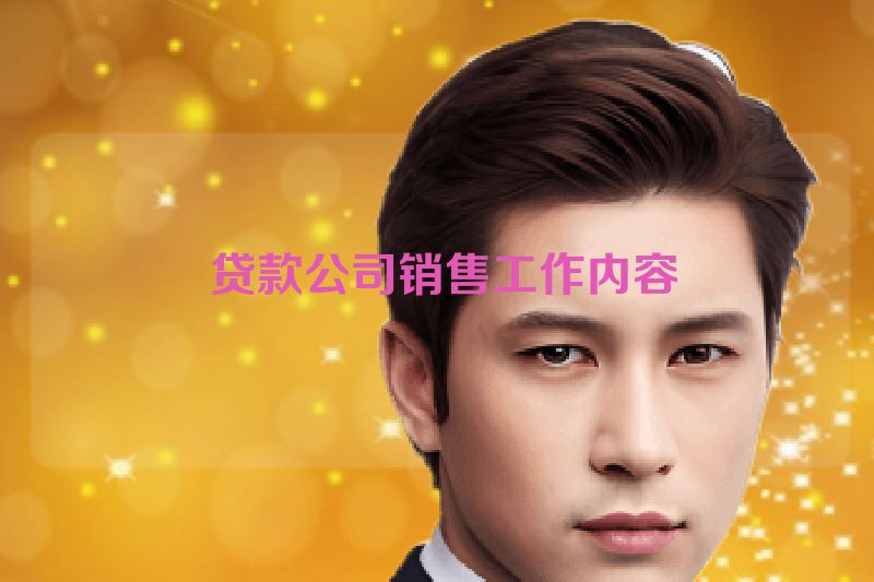  贷款公司销售工作内容